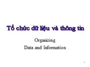 Bài giảng Nhập môn hệ thống thông tin - Bài 5: Tổ chức dữ liệu và thông tin