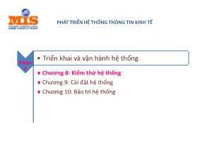 Bài giảng Phát triển hệ thống thông tin kinh tế - Chương 8: Kiểm thử hệ thống