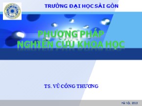 Bài giảng Phương pháp nghiên cứu khoa học - Vũ Công Thương