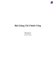 Bài giảng Tài chính công - Sử Đình Thành