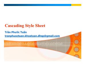Bài giảng Thiết kế & lập trình web - Chương 3: Cascading Style Sheet - Trần Phước Tuấn