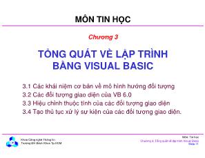 Bài giảng Tin học đại cương - Chương 3: Tổng quát về lập trình Visual Basic