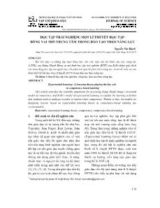Học tập trải nghiệm: một lí thuyết học tập đóng vai trò trung tâm trong đào tạo theo năng lực