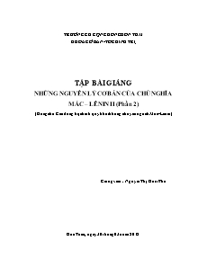 Tập bài giảng Những nguyên lý cơ bản của chủ nghĩa Mác–Lênin II - Nguyễn Thị Hoài Thu (Phần 2)