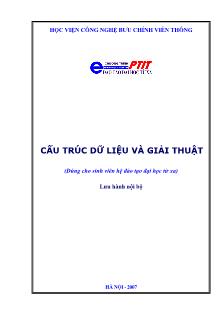 Bài giảng Cấu trúc dữ liệu và giải thuật (Dùng cho sinh viên hệ đào tạo đại học từ xa)