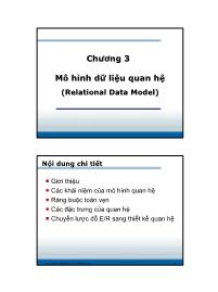 Bài giảng Cơ sở dữ liệu (Database) - Chương 3: Mô hình dữ liệu quan hệ