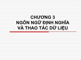 Bài giảng Cơ sở dữ liệu (Database) - Chương 3: Ngôn ngữ định nghĩa và thao tác dữ liệu - Lê Thị Lan