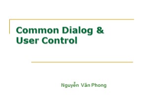 Bài giảng Common Dialog & User Control - Nguyễn Văn Phong