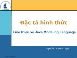 Bài giảng Đặc tả hình thức - Chương 10: Giới thiệu về Java Modeling Language - Nguyễn Thị Minh Tuyền