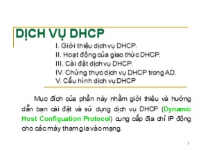 Bài giảng Dịch vụ DHCP