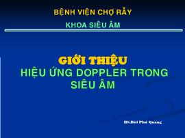 Bài giảng Giới thiệu hiệu ứng doppler trong siêu âm - Bùi Phú Quang