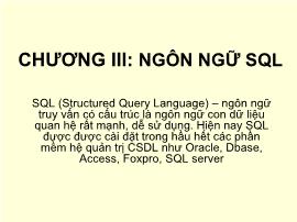 Bài giảng Hệ quản trị Cơ sở dữ liệu - Chương III: Ngôn ngữ SQL - Nguyễn Nhật Minh