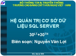 Bài giảng Hệ quản trị cơ sở dữ liệu SQL Server - Nguyễn Văn Lợi