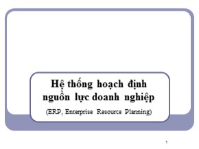 Bài giảng Hệ thống hoạch định nguồn lực doanh nghiệp (ERP, Enterprise Resource Planning)