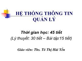 Bài giảng Hệ thống thông tin quản lý - Tô Thị Hải Yến