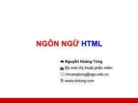 Bài giảng Lập trình Web - Phần 1: Ngôn ngữ HTML - Nguyễn Hoàng Tùng