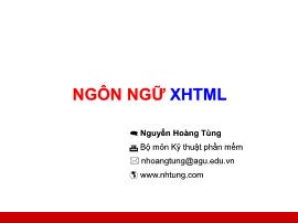 Bài giảng Lập trình Web - Phần 2: Ngôn ngữ XHTML - Nguyễn Hoàng Tùng