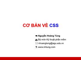 Bài giảng Lập trình Web - Phần 3: Cơ bản về CSS - Nguyễn Hoàng Tùng