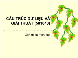 Bài giảng môn Cấu trúc dữ liệu và giải thuật - Chương 0: Giới thiệu môn học