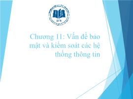 Bài giảng môn Hệ thống thông tin quản lý - Chương 11: Vấn đề bảo mật và kiểm soát các hệ thống thông tin