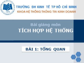 Bài giảng môn Tích hợp hệ thống - Chương 1: Tổng quan