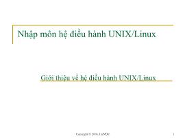 Bài giảng Nhập môn hệ điều hành UNIX/Linux