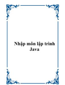 Bài giảng Nhập môn lập trình Java