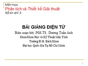 Bài giảng Phân tích và Thiết kế Giải thuật - Chương 1: Các khái niệm căn bản - Dương Tuấn Anh