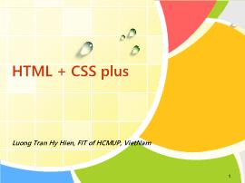 Bài giảng Phát triển ứng dụng Web-Web Programming - Chương 3: HTML + CSS plus - Lương Trần Hy Hiến