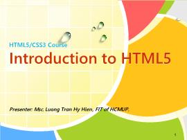 Bài giảng Phát triển ứng dụng Web-Web Programming - Chương 4: Introduction to HTML5 - Lương Trần Hy Hiến
