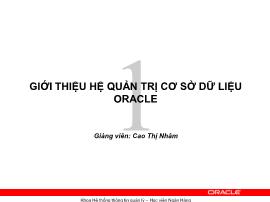 Bài giảng Quản trị cơ sở dữ liệu Oracle - Chương 1: Giới thiệu hệ quản trị cơ sở dữ liệu Oracle - Cao Thị Nhâm