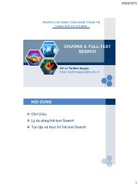 Bài giảng SQL server - Chương 4: Full-Text Search - Lê Thị Minh Nguyện
