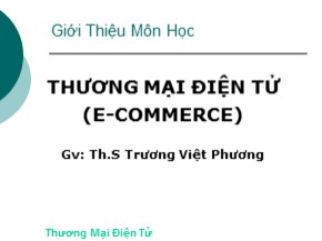 Bài giảng Thương mại điện tử (E-Commerce) - Bài 0: Giới thiệu môn học - Trương Việt Phương
