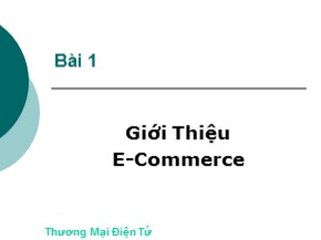 Bài giảng Thương mại điện tử (E-Commerce) - Bài 1: Giới thiệu E-Commerce - Trương Việt Phương