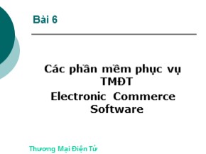 Bài giảng Thương mại điện tử (E-Commerce) - Bài 6: Các phần mềm phục vụ thương mại điện tử - Trương Việt Phương
