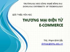 Bài giảng Thương mại điện tử (E-Commerce) - Chương 0: Giới thiệu môn học - Phạm Đình Sắc