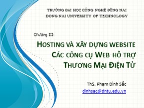 Bài giảng Thương mại điện tử (E-Commerce) - Chương 3: Hosting và xây dựng website - Phạm Đình Sắc