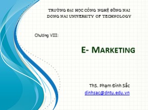 Bài giảng Thương mại điện tử (E-Commerce) - Chương 8: E-Marketing - Phạm Đình Sắc