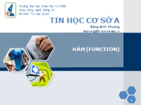 Bài giảng Tin học cơ sở A - Chương 10: Hàm (Function) - Đặng Bình Phương