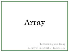 Bài giảng Tin học đại cương A: Array - Nguyễn Dũng