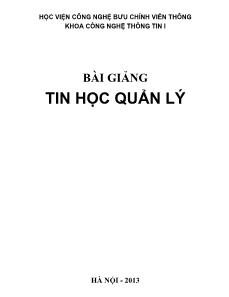 Bài giảng Tin học quản lý - Trịnh Thị Vân Anh