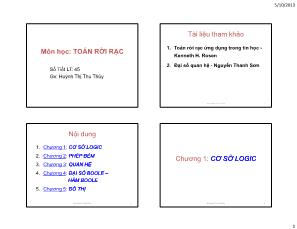 Bài giảng Toán rời rạc - Chương 1: Cơ sở logic - Huỳnh Thị Thu Thủy