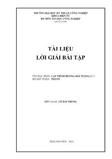 Hướng dẫn giải bài tập Lập trình hướng đối tượng C++