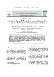 A model for successful professional learning communities to meet the requirement of Vietnam education reform