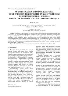 An investigation into intercultural components in three piloted English textbooks for Vietnamese high schools under the national foreign languages project