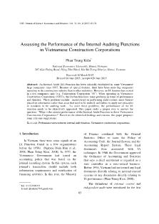 Assessing the performance of the internal auditing functions in Vietnamese construction corporations