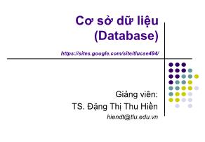 Bài giảng Cơ sở dữ liệu - Chương 1: Tổng quan về hệ cơ sở dữ liệu - Đặng Thị Thu Hiền