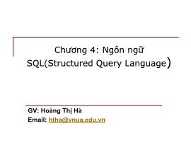 Bài giảng Cơ sở dữ liệu - Chương 5: Ngôn ngữ SQL (Structured Query Language) - Hoàng Thị Hà