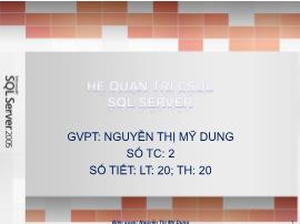 Bài giảng Hệ quản trị cơ sở dữ liệu SQL Server - Chương 5: Bảo mật & Phân quyền - Nguyễn Thị Mỹ Dung