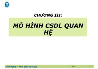 Bài giảng Lý thuyết cơ sở dữ liệu - Chương 3: Mô hình cơ sở dữ liệu quan hệ - Trịnh Thị Xuân